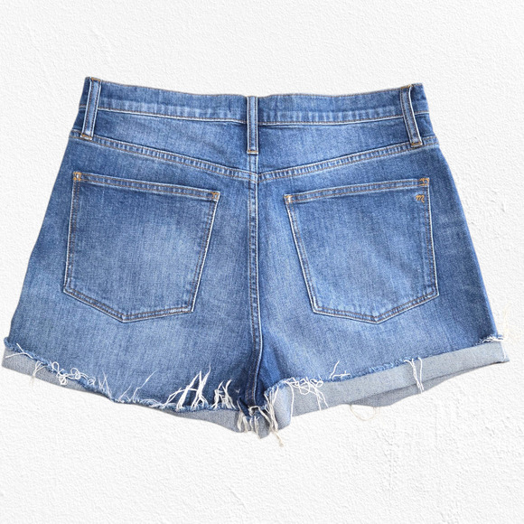 Madewell Medium Wash High-Rise Denim Shorts Size 31 NWT Raw Hem Rolled Cutoffs - Picture 11 of 11